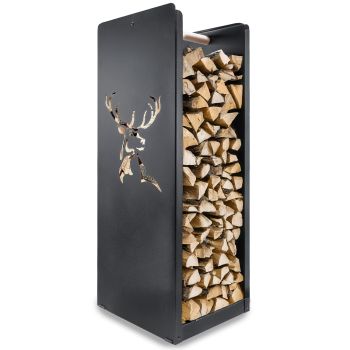 Preview: Holzlager | Kaminholzbox | schwarz | Motiv Hirsch Preview: Holzlager | Kaminholzbox | schwarz | Motiv Hirsch